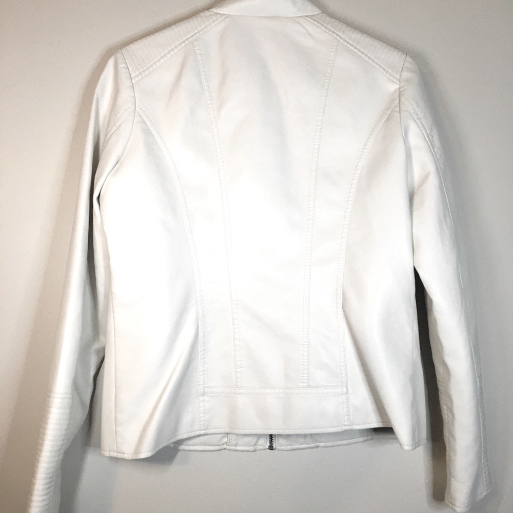 White leather jacket coat ANA stripes on inside size M